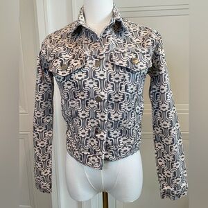 TACH Floral Print Denim Jacket XS 100% Cotton
